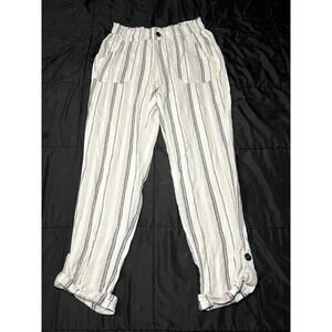 SO stripe minimalist linen coastal pull on pants womens medium boho‎ chic flowy